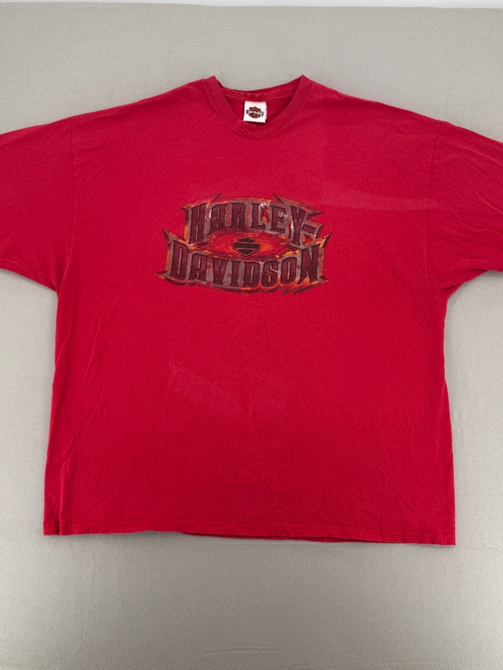 Vintage 2007 Harley Davidson FlameT-Shirt Red Bikercore Moto RK Stratman Men 3XL